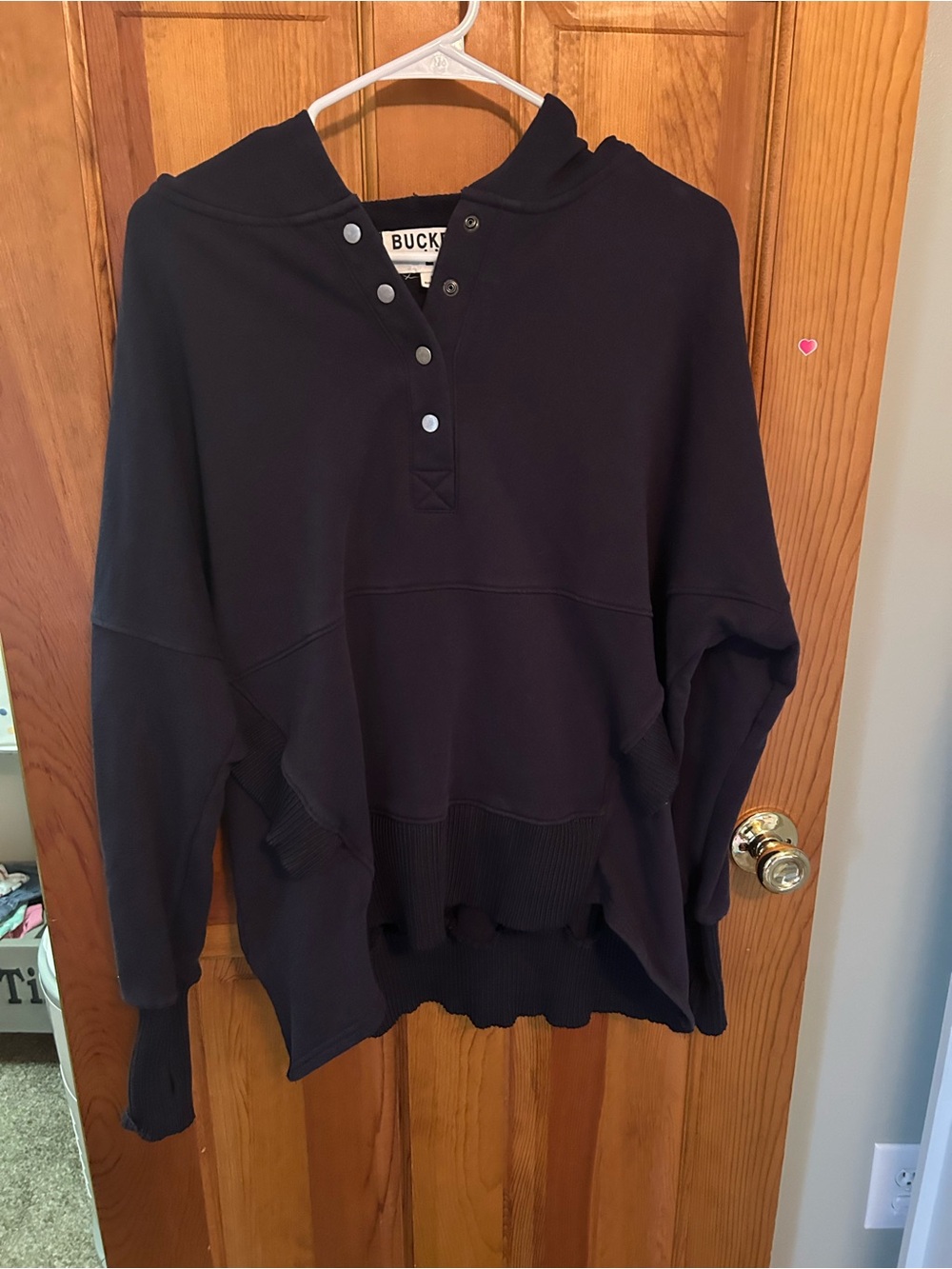 BUCKETLIST Black Snap-Front Hoodie
